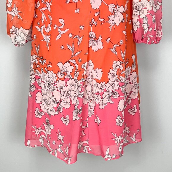 Vince Camuto Womens Floral Chiffon Shift Dress Pink Orange Flowy size 2 - Picture 8 of 12